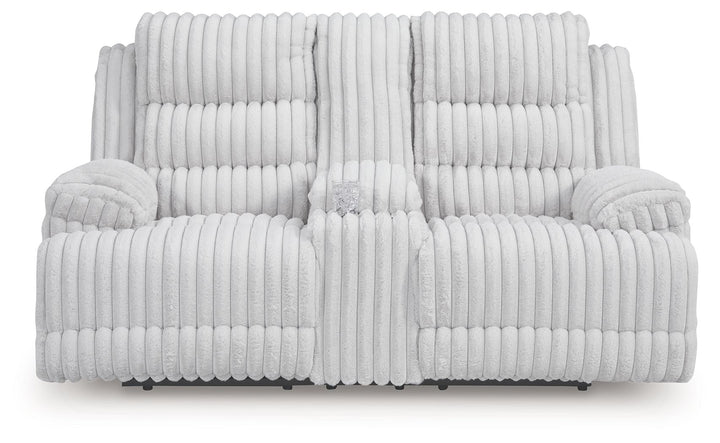 Rhines Falls - Alloy - Double Reclining Power Loveseat With Console