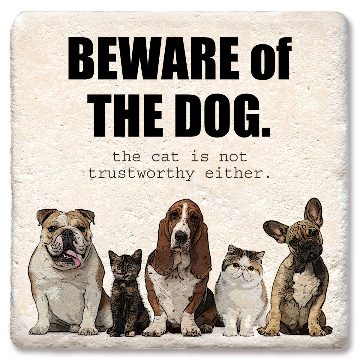DRINK COASTER BEWARE OF THE DOG: Limestone