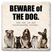 DRINK COASTER BEWARE OF THE DOG: Limestone