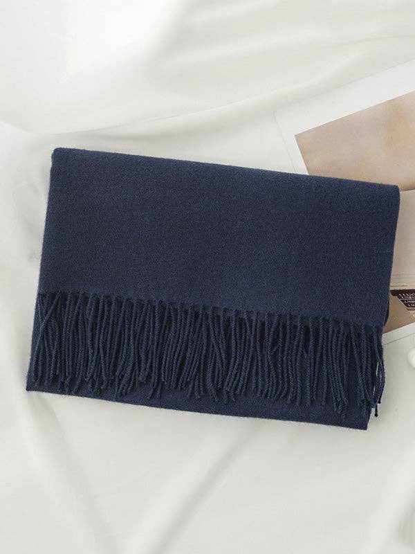 Keep Warm Solid Color Tasseled Shawl&Scarf: DEEP GREEN / One_size