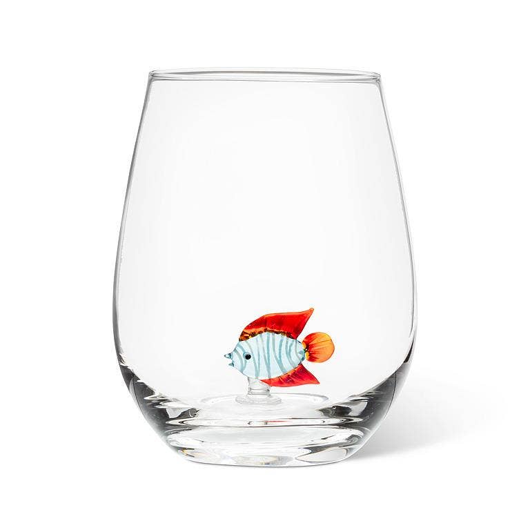 Fish Icon Stemless Wine Glass-4.5"H (20oz)