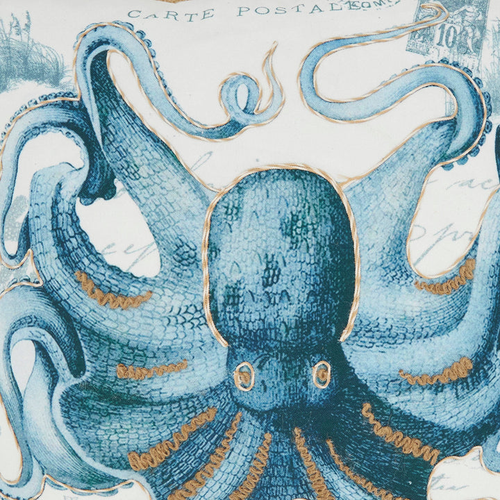 Vibrant Outdoor Octopus Pillow: Navy Blue / Cover Only / 18"