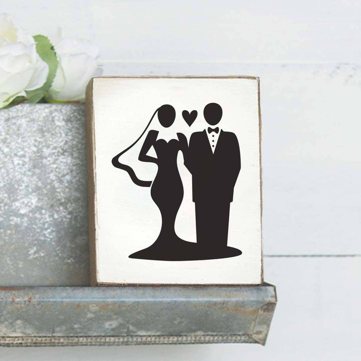 Bride + Groom Decorative Wooden Block