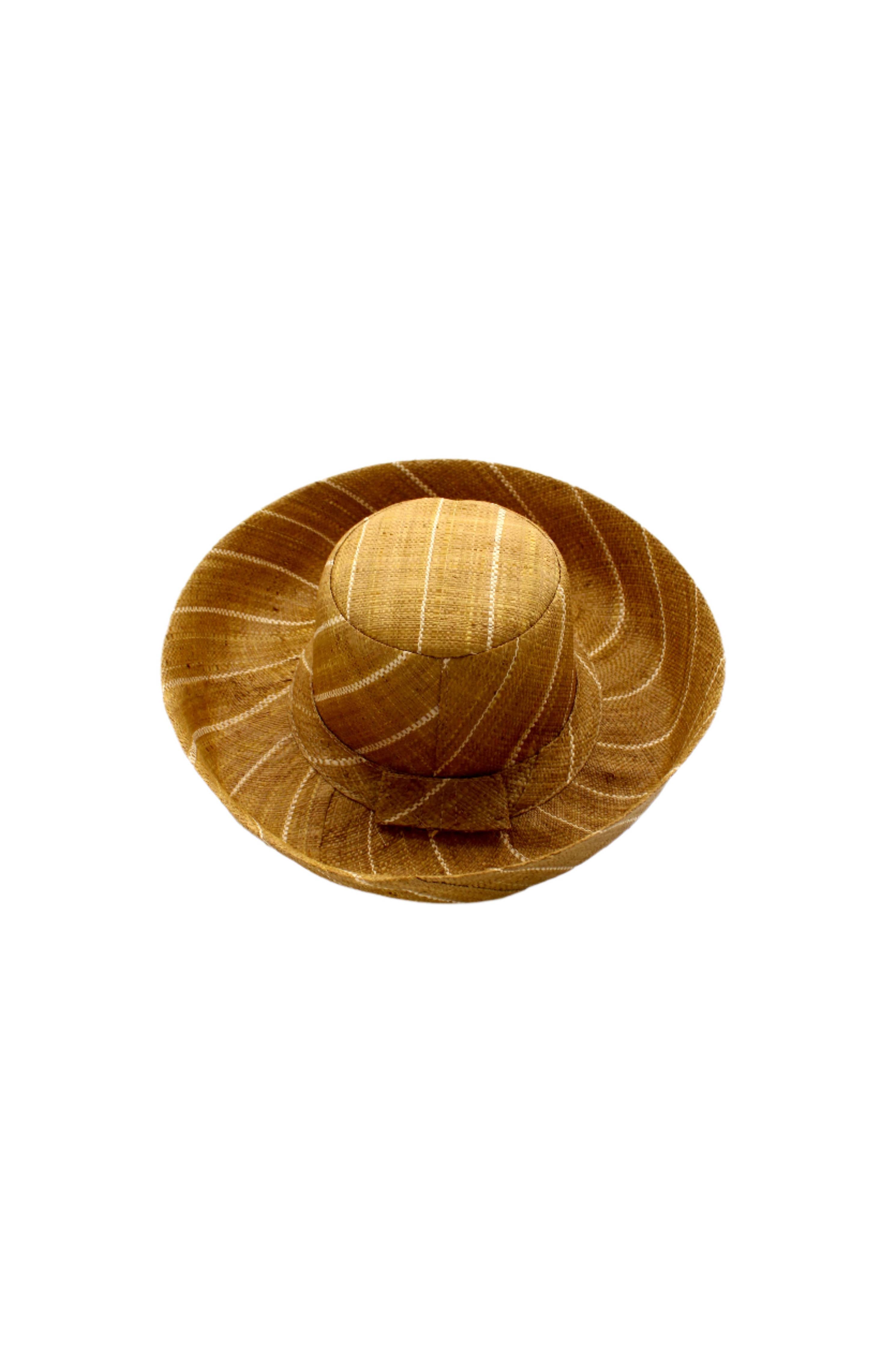 5" & 7" Wide Brim Pinstripe Packable Straw Sun Hats: Brights Multicolor Pinstripes / 7" Brim