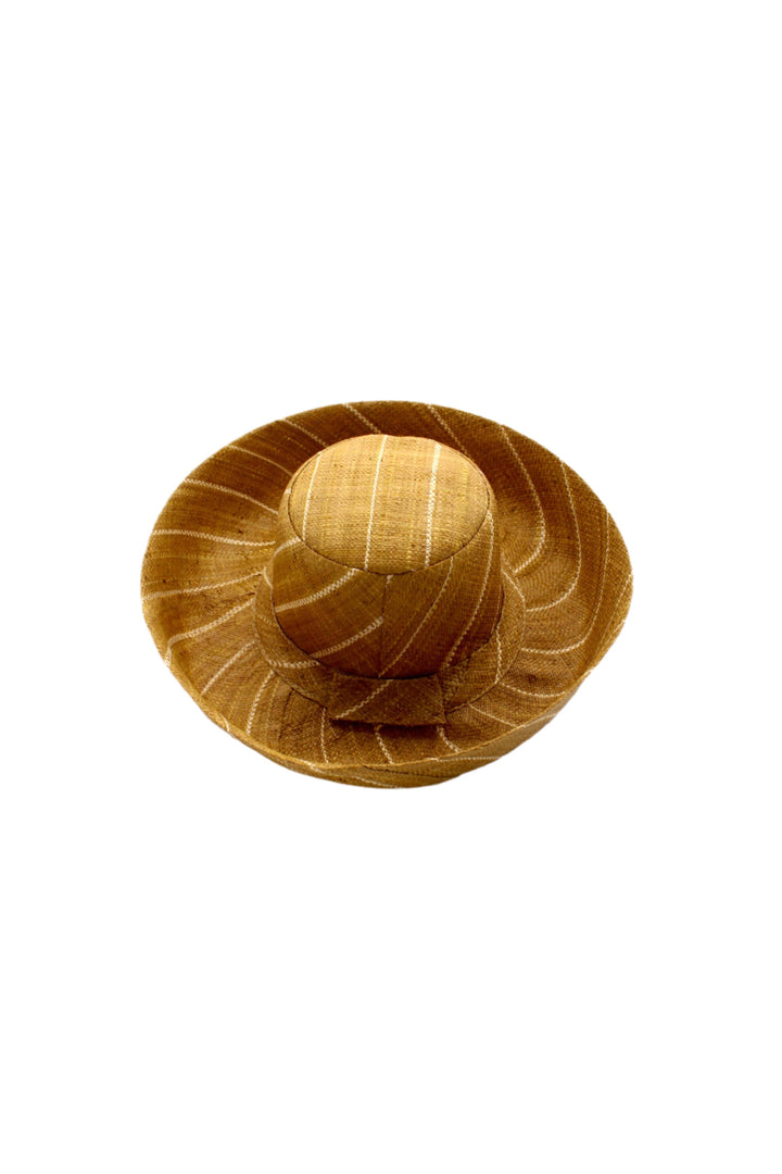 5" & 7" Wide Brim Pinstripe Packable Straw Sun Hats: Brights Multicolor Pinstripes / 7" Brim