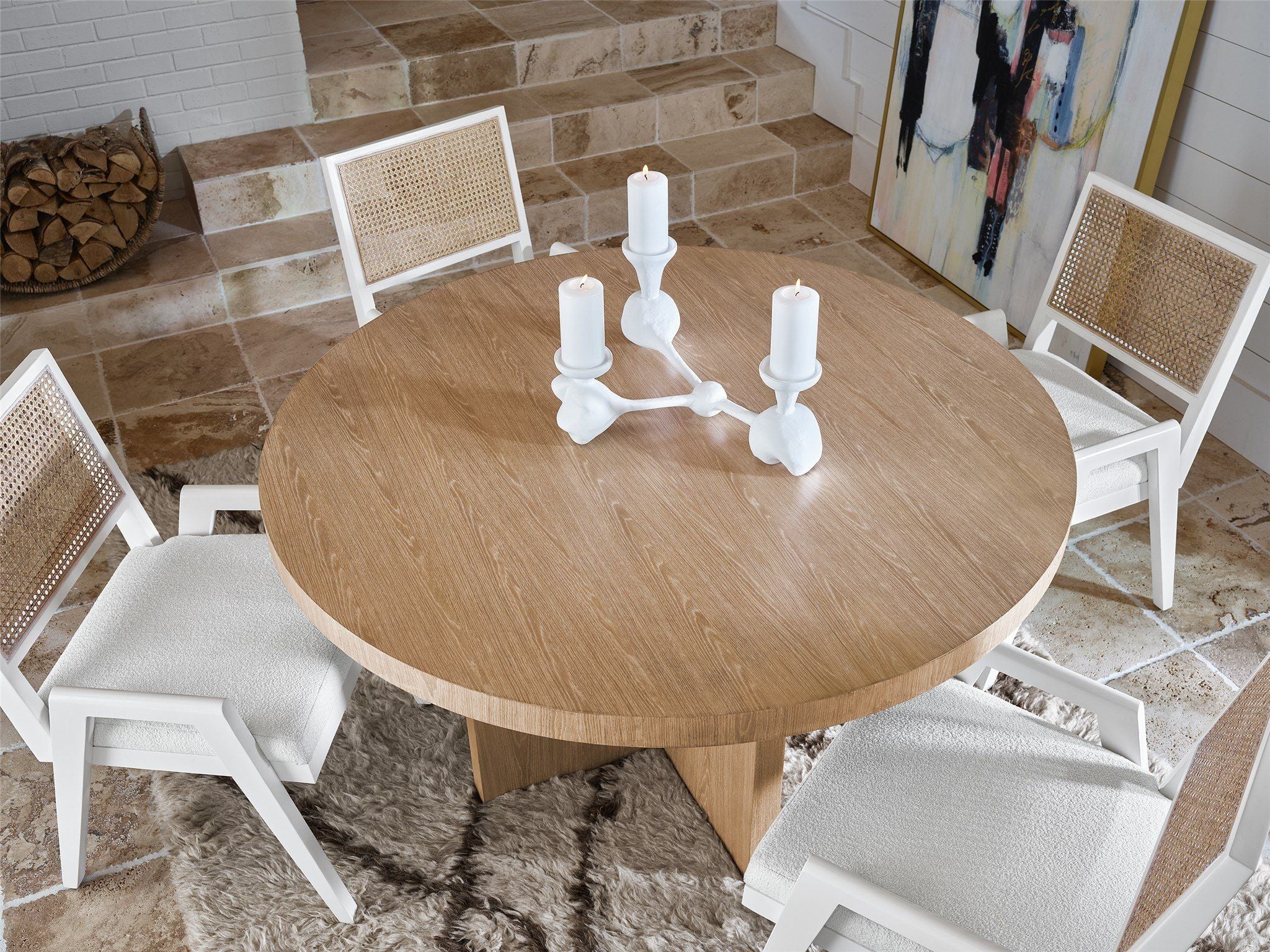 Modern - Callon Round Dining Table - Light Brown
