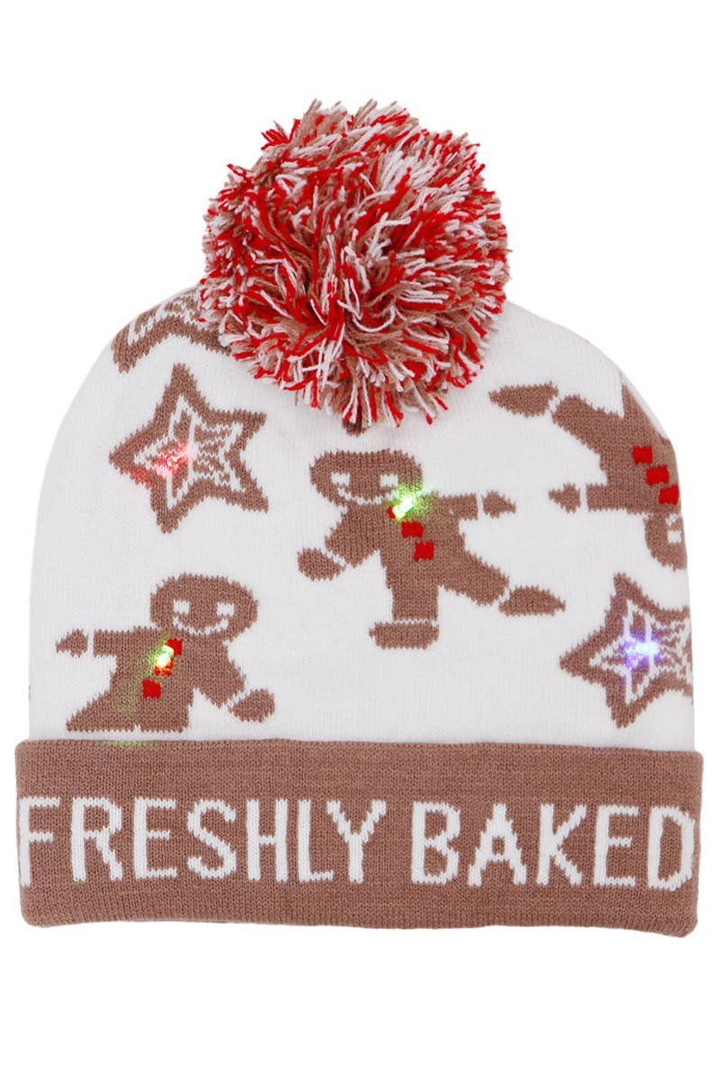 Big Kids Christmas Led Light-up Single Pom Beanie: ASSORTED / ONE SIZE