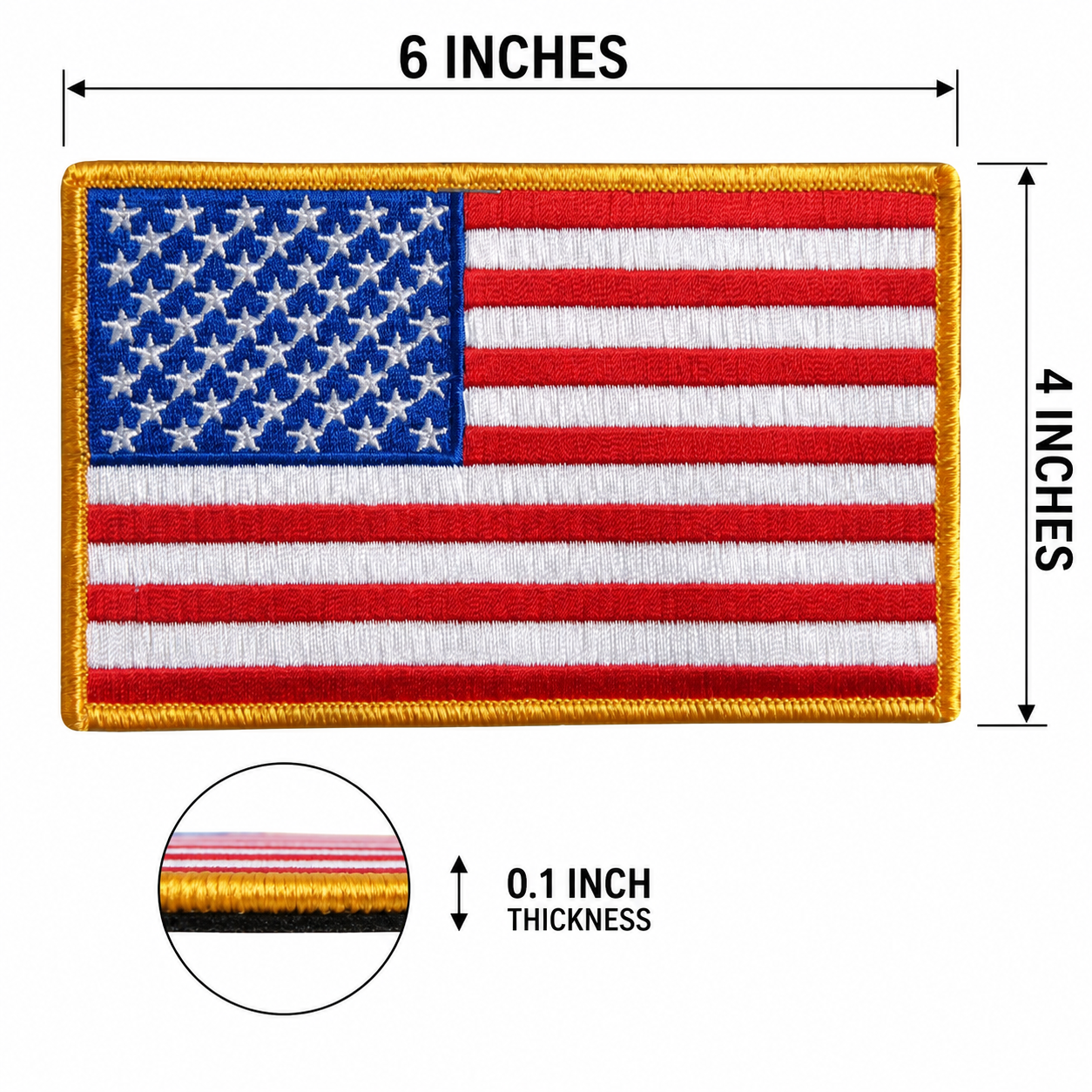 American Flag Iron-On & Sew-On Rayon Patch – 6" x 4"