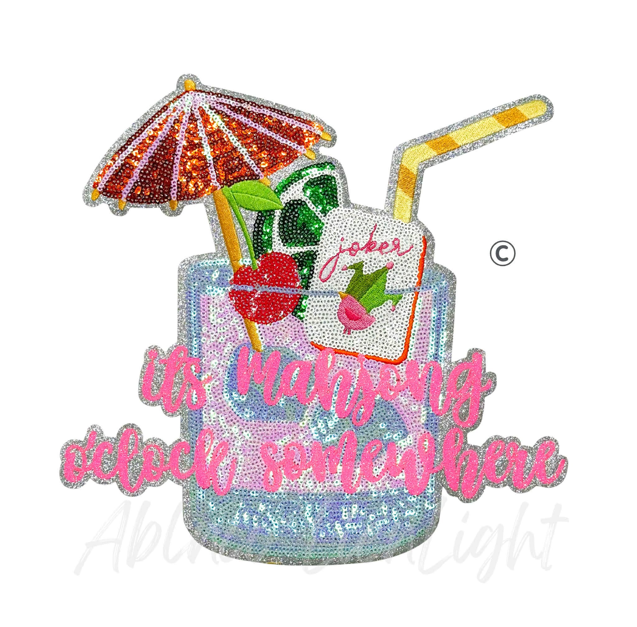 It's Mahjong O'clock Somewhere Sequins Patch - Large