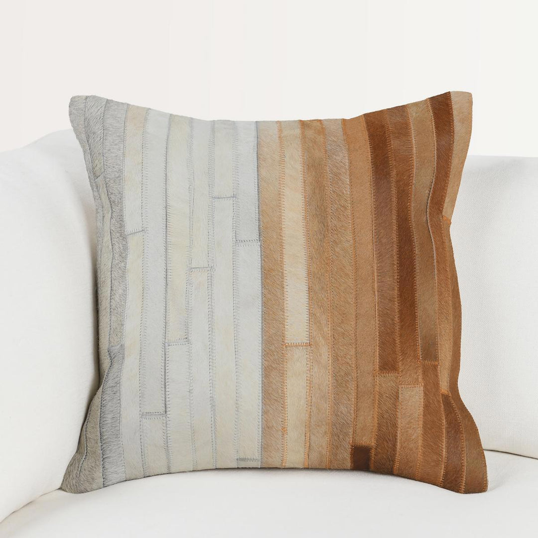 Radiant Oasis - 20" x 20" Meru Hide Pillow - Tan Multi