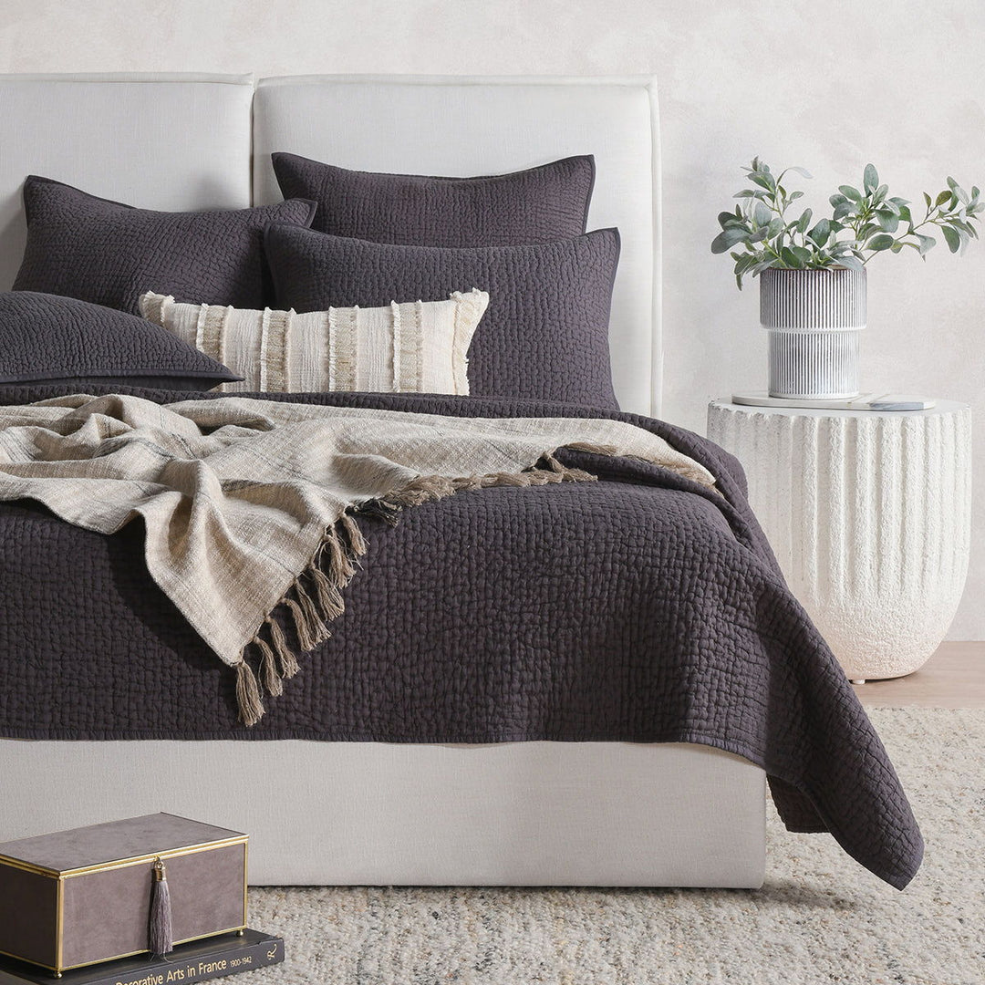 Danica - 3 Piece Queen Quilt Set - Charcoal
