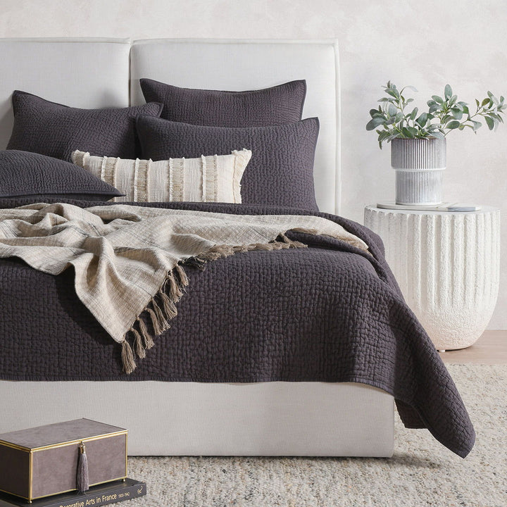 Danica - 3 Piece Queen Quilt Set - Charcoal