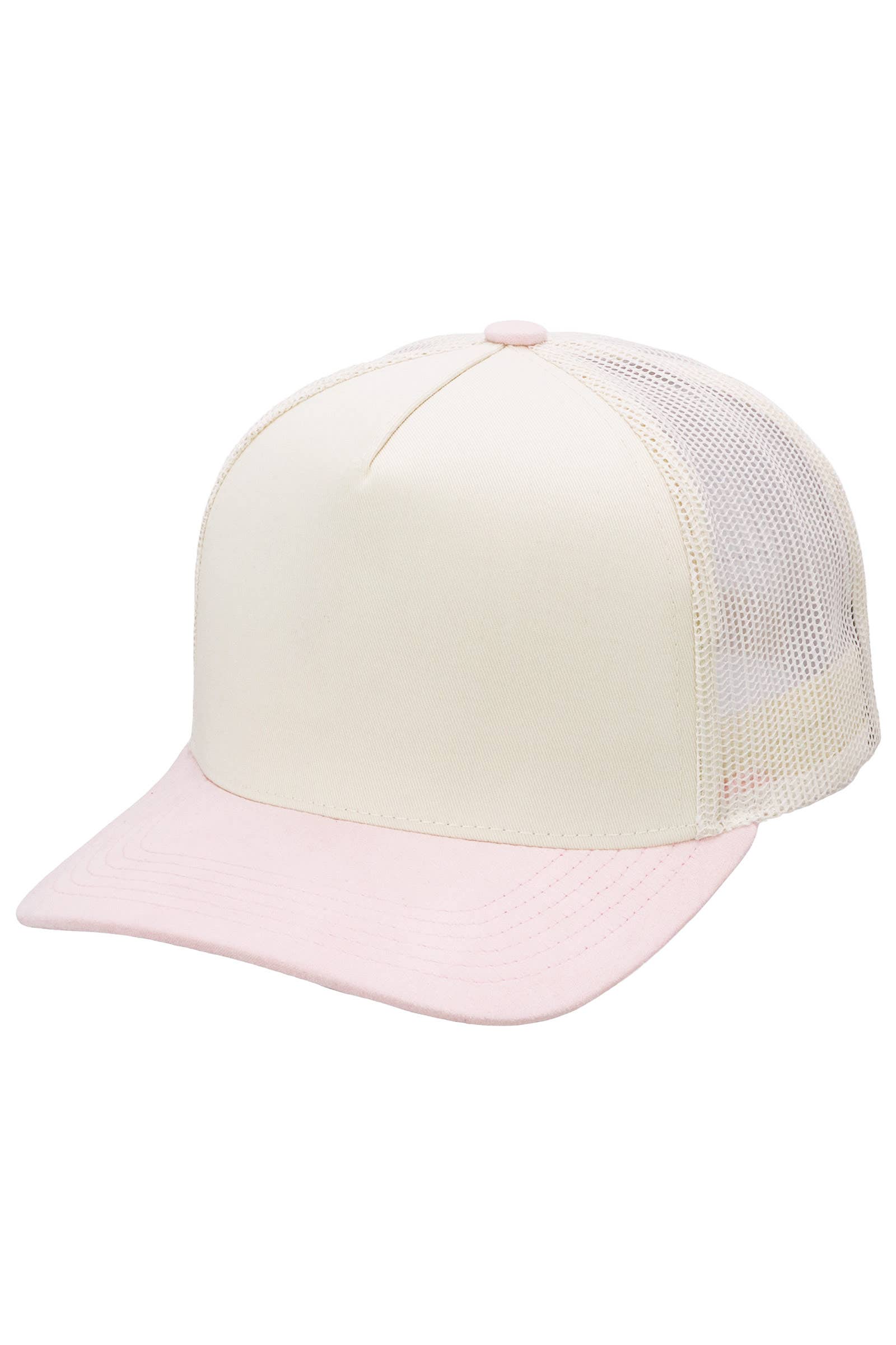 Vegan Suede 5 Panel Snap Back Trucker Hat: BEIGE/BLACK / ONE SIZE