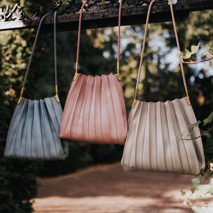 Carrie Slate Pleated Vegan Shoulder Bag Pre-Order 1/30