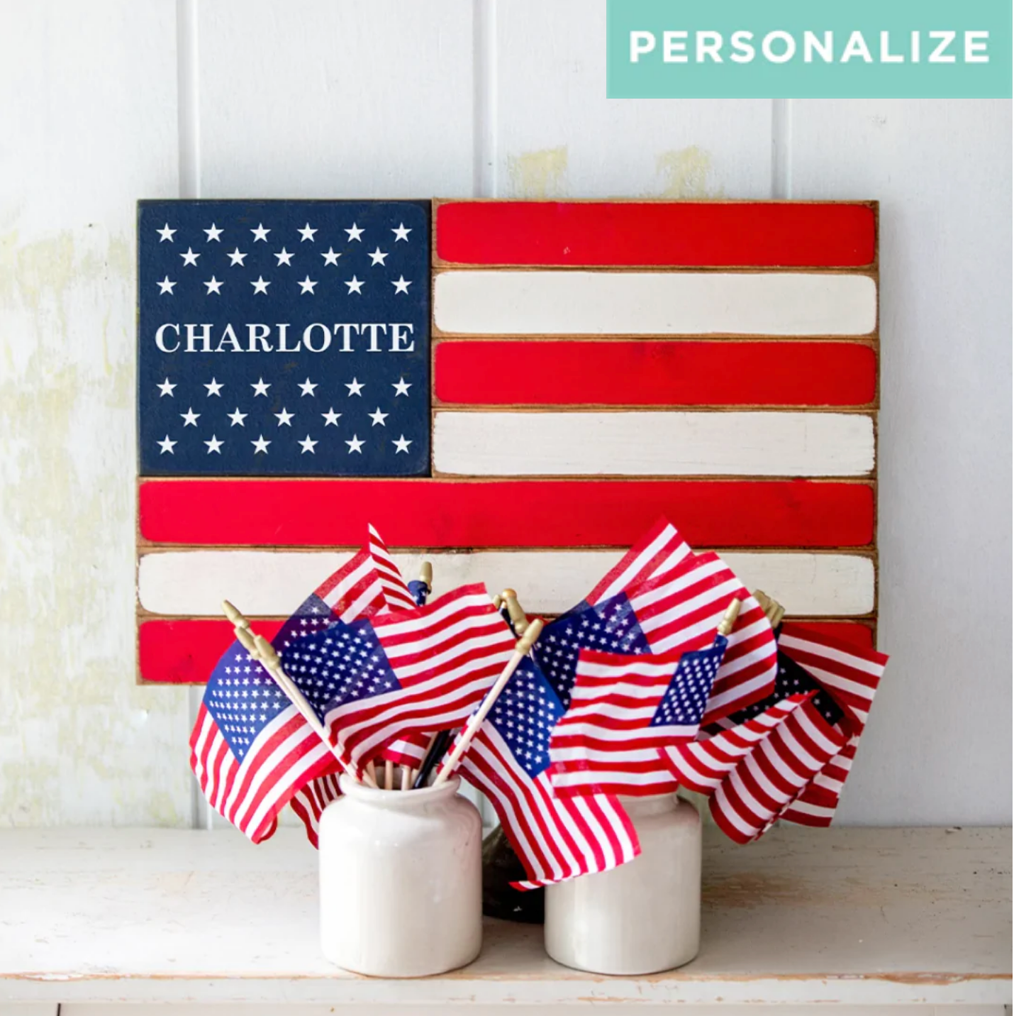 Flag Small - 50 Stars Split with Name