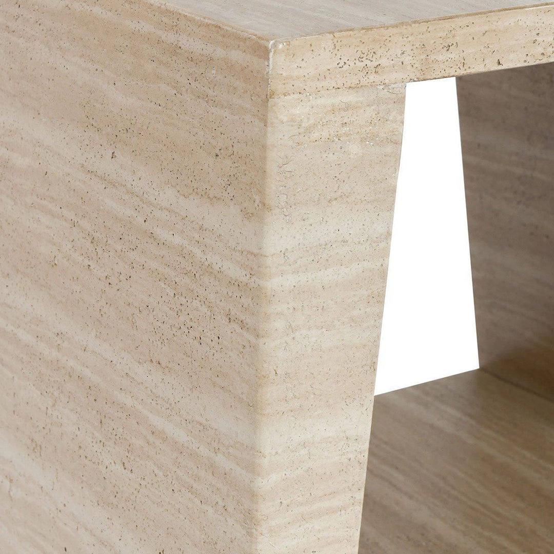 Rosen - Outdoor Concrete Rectangle End Table - Travertine