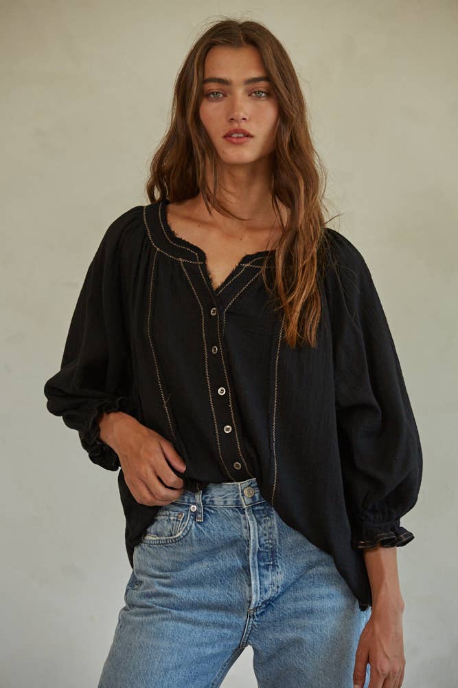 L6825 | THE CASSIE TOP: Black / S