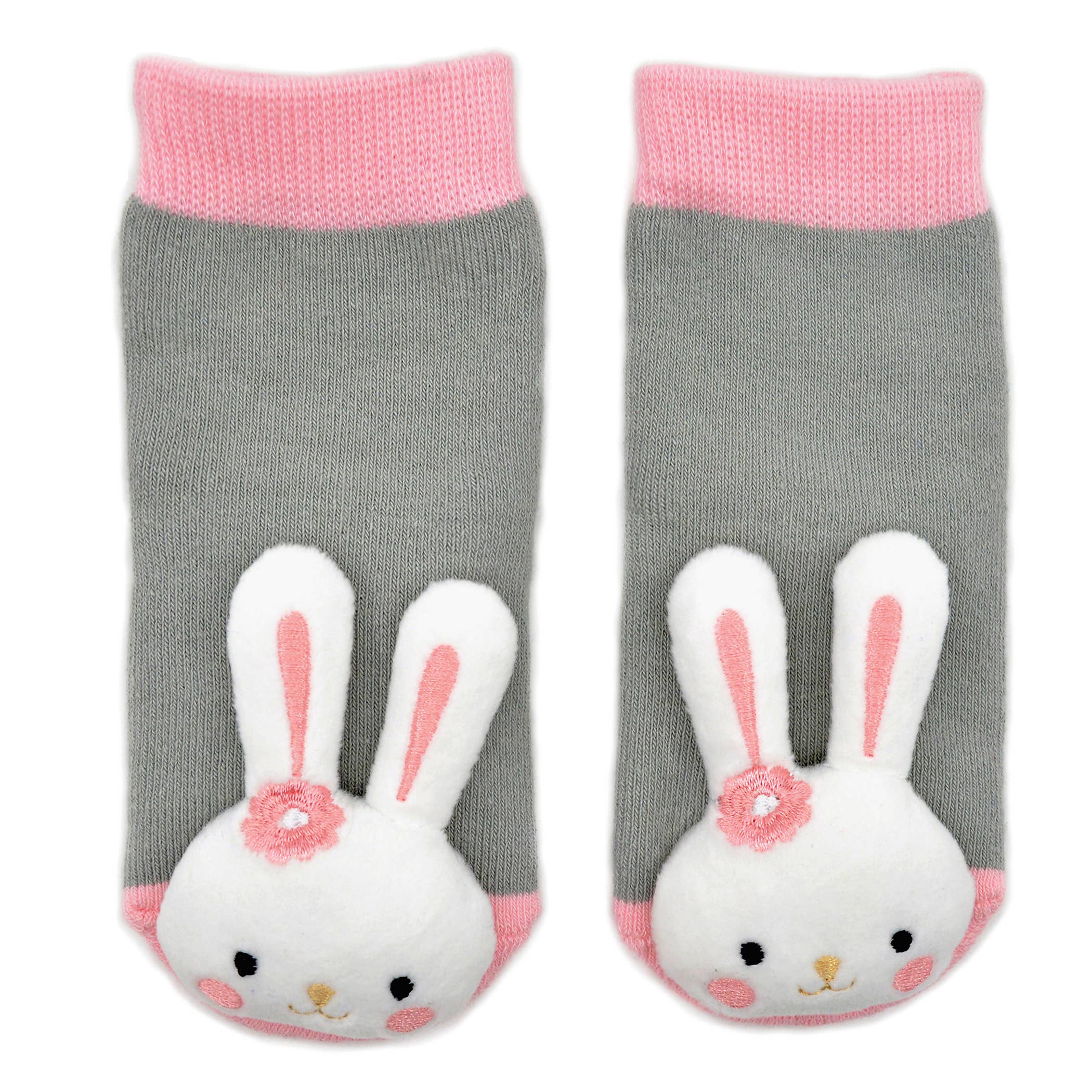 Pink Bunny Boogie Toes - Baby Rattle Socks: 1 - 2 Y