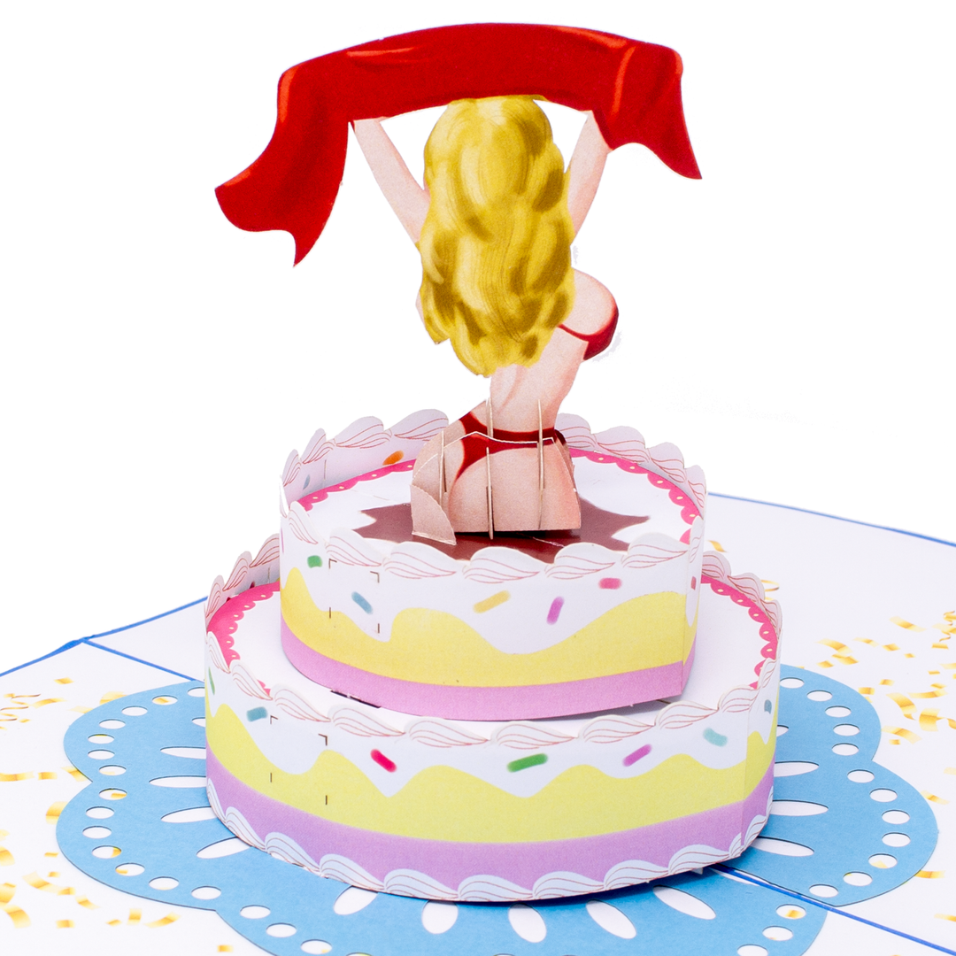 Surprise Stripper Birthday Cake Inappropriate 3D Greeting