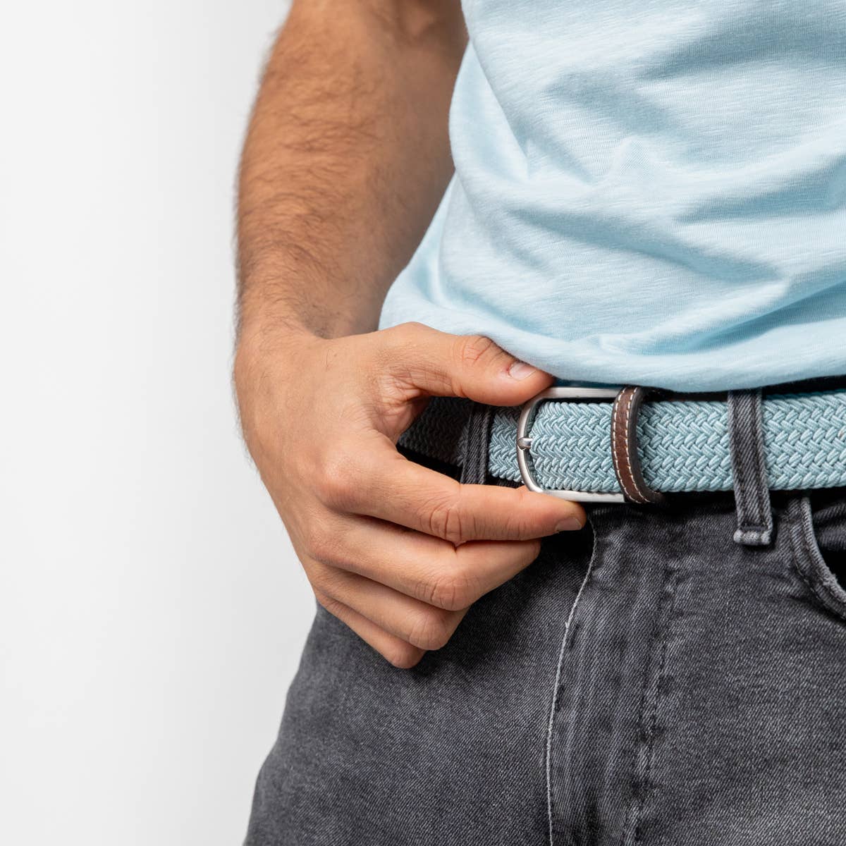 Cloud blue elastic braided belt: Size 2