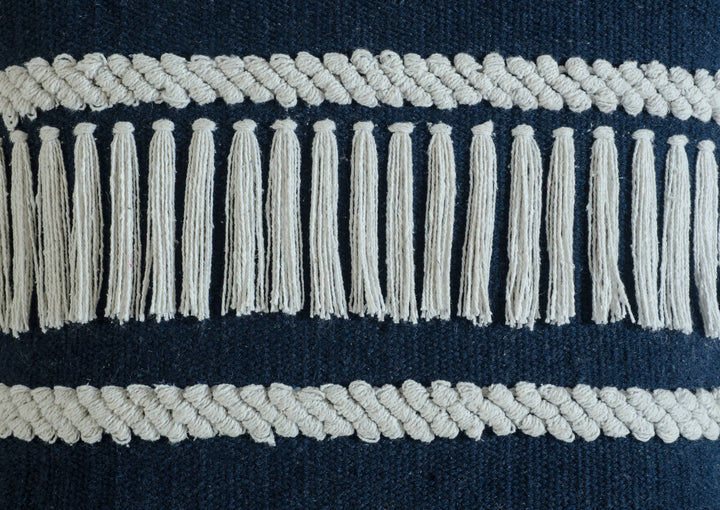 Diamond Stripe Textured Throw Pillow: Blue/Ivory / Poly Filled