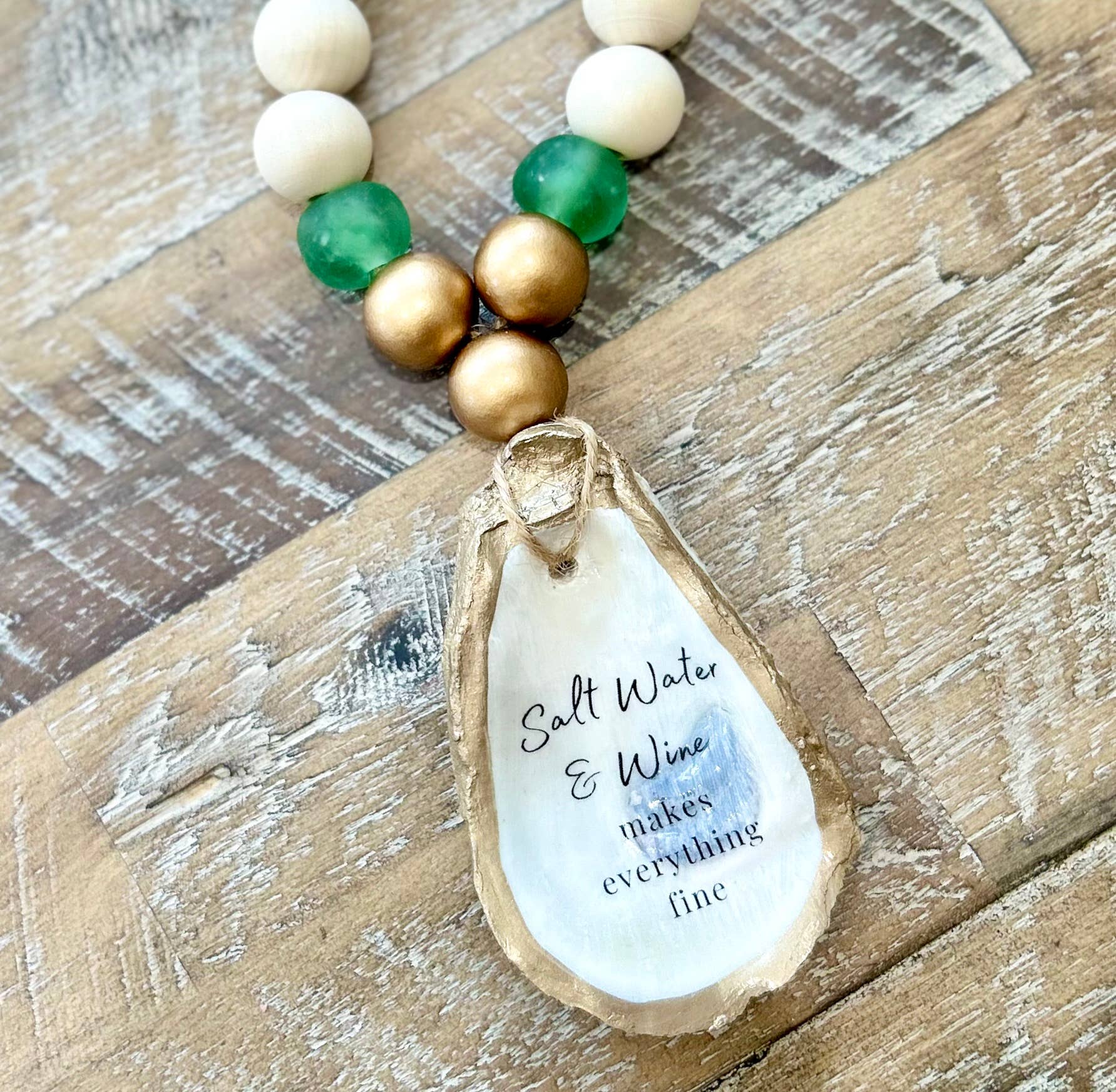 Saltwater & Wine Makes Everything Fine - Beaded Bottle Charm
