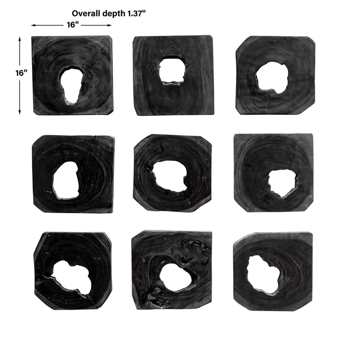 Bahati - Wood Wall Art (Set of 9) - Ebony Black