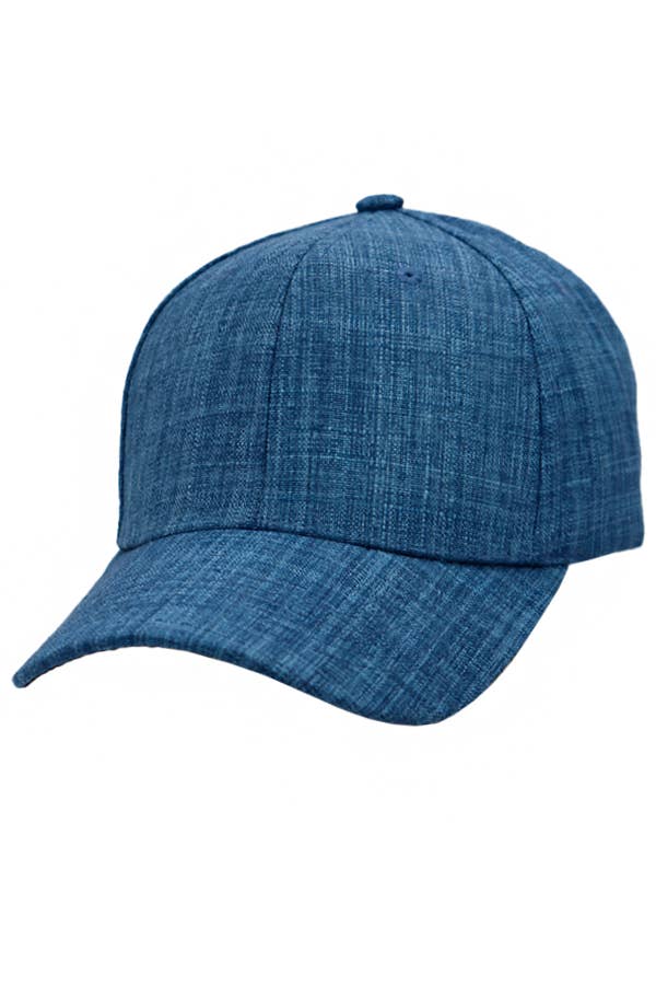 Jute Fabric Six Panel Snap Back Baseball Cap