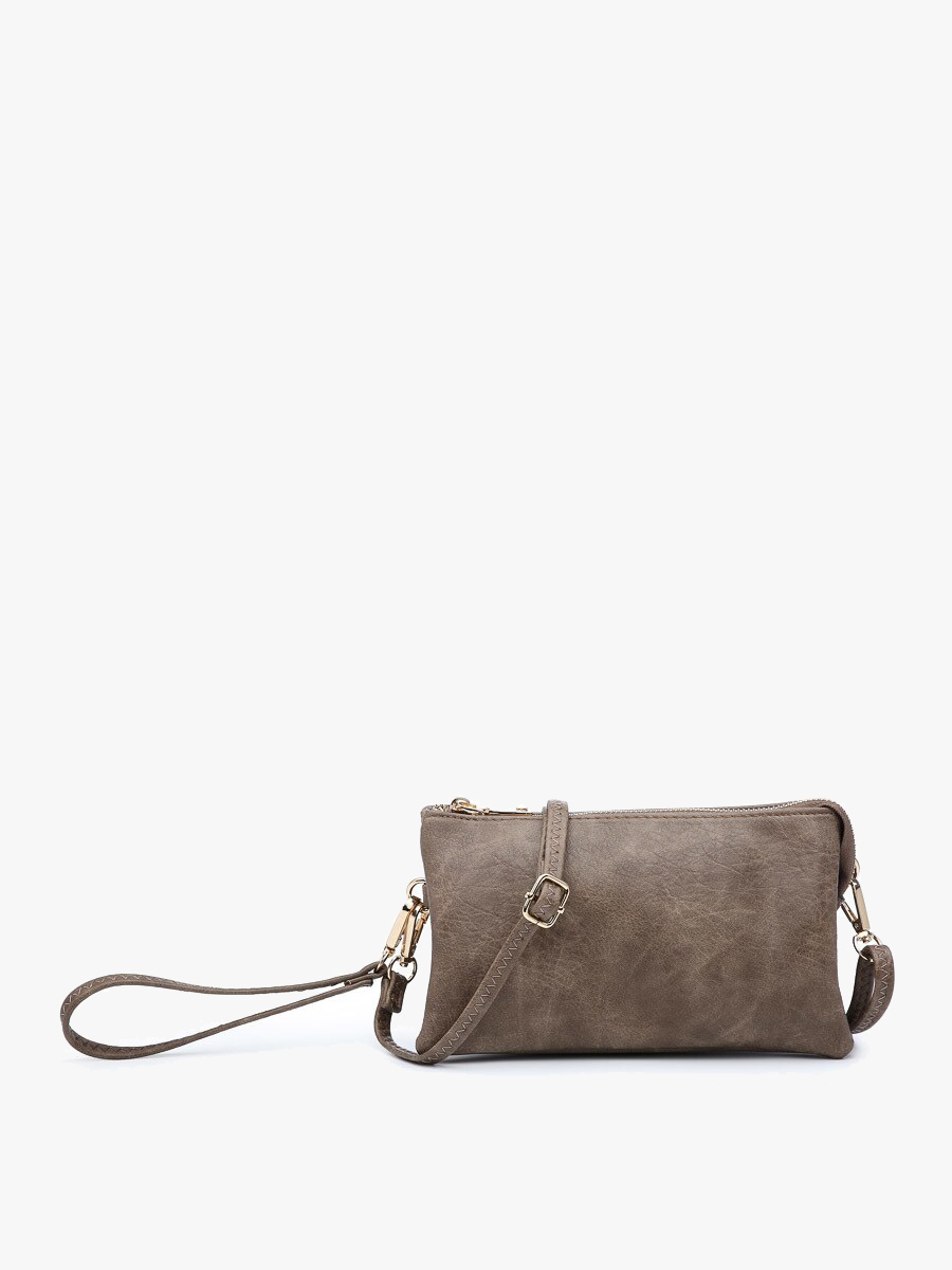 M013 Riley Monogrammable 3 Compartment Crossbody/Wristlet: Cool Pink