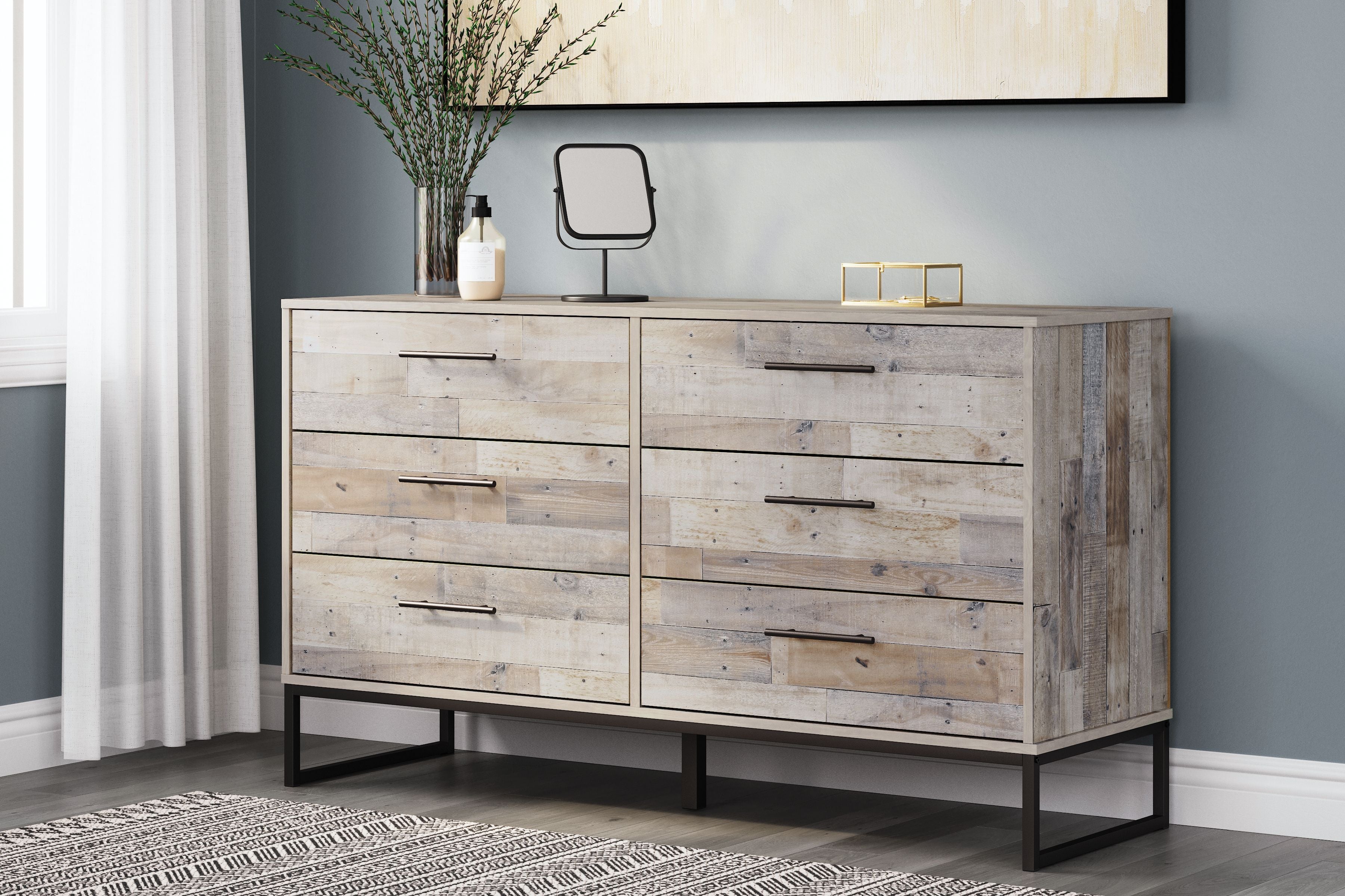 Neilsville - Six Drawer Dresser - Vinyl-Wrapped - Whitewash