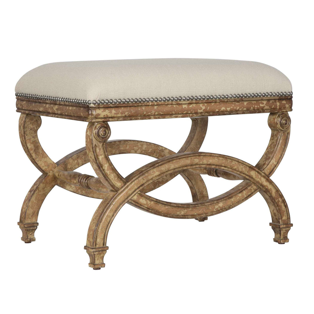 Karline - Natural Linen Small Bench - White