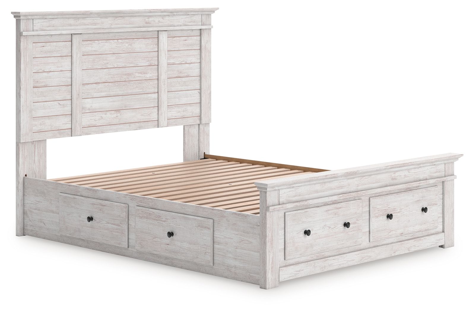 Makidern - Panel Storage Bed With 2 Under Bed Storage Units