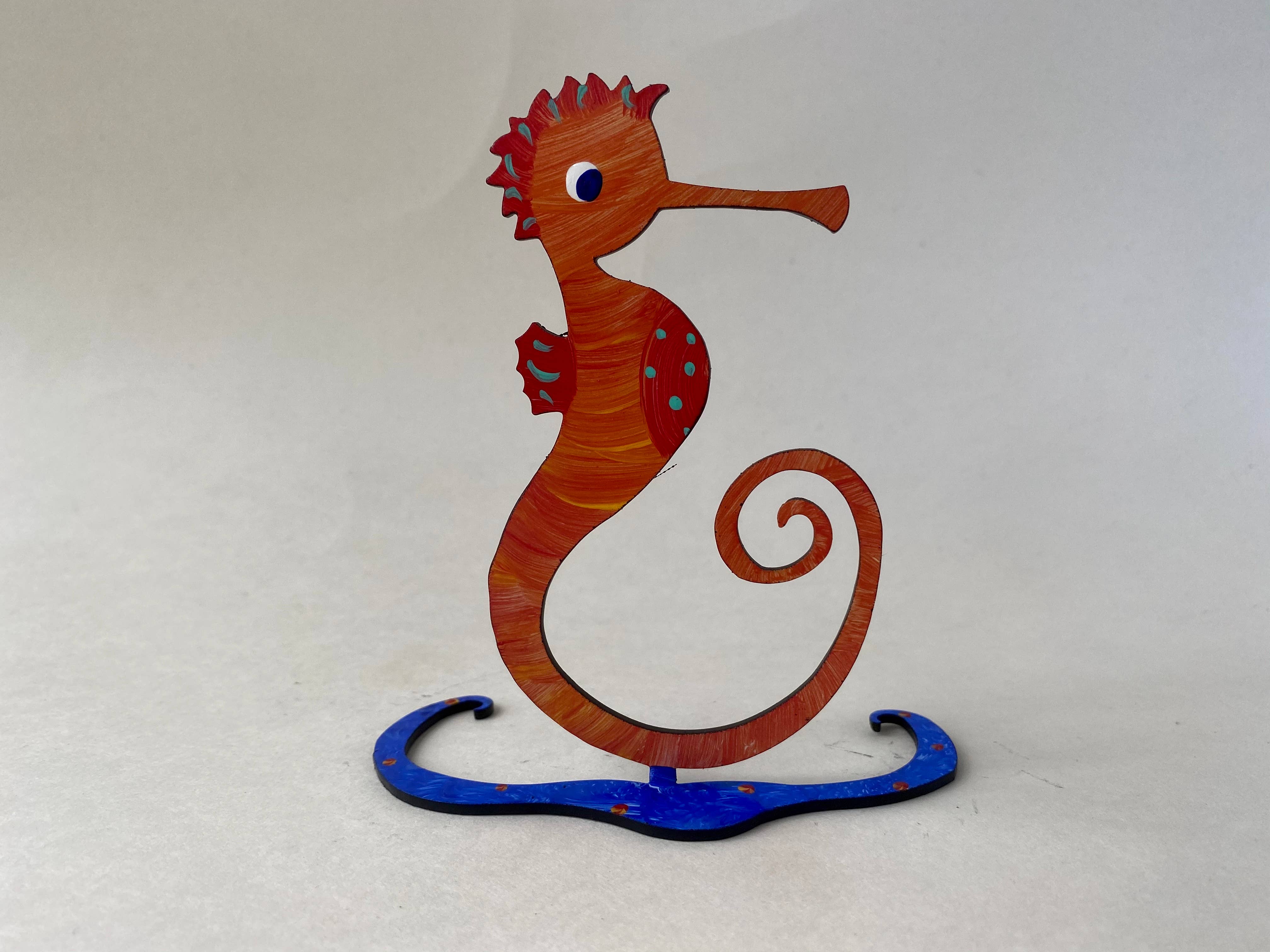 Seahorse Sculpture - Hand Painted - Small - Photo Holder