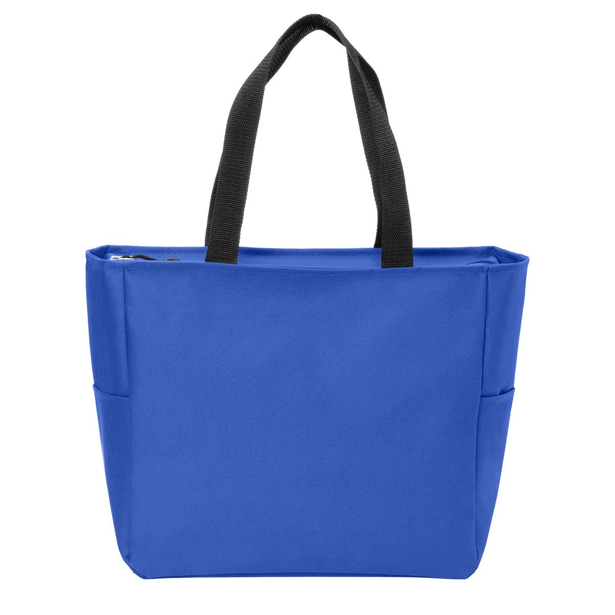 CUSTOM Small Business Tote Bag with Zipper and Side Pockets: Black