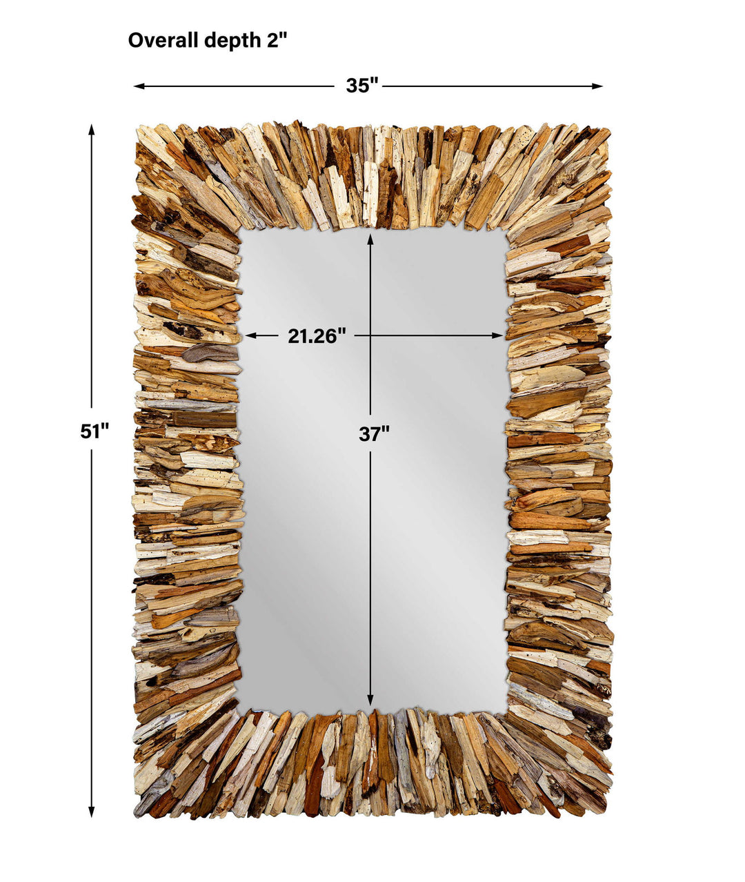 Teak Branch - Rectangular Mirror - Light Brown