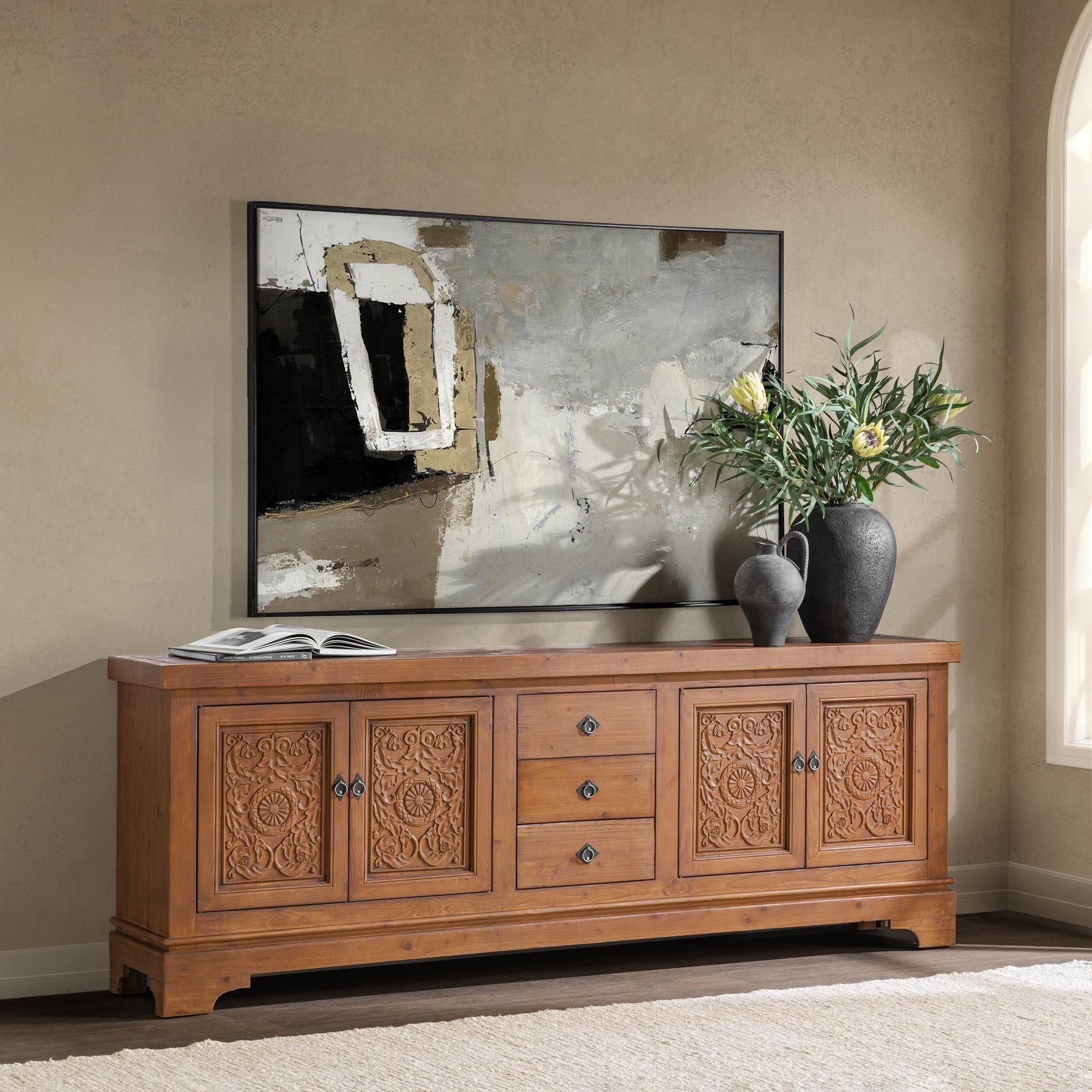 Amita - 3 Drawer 4 Door Cabinet - Brown