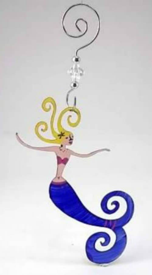 Mermaid Ornament  - Hand Painted Steel