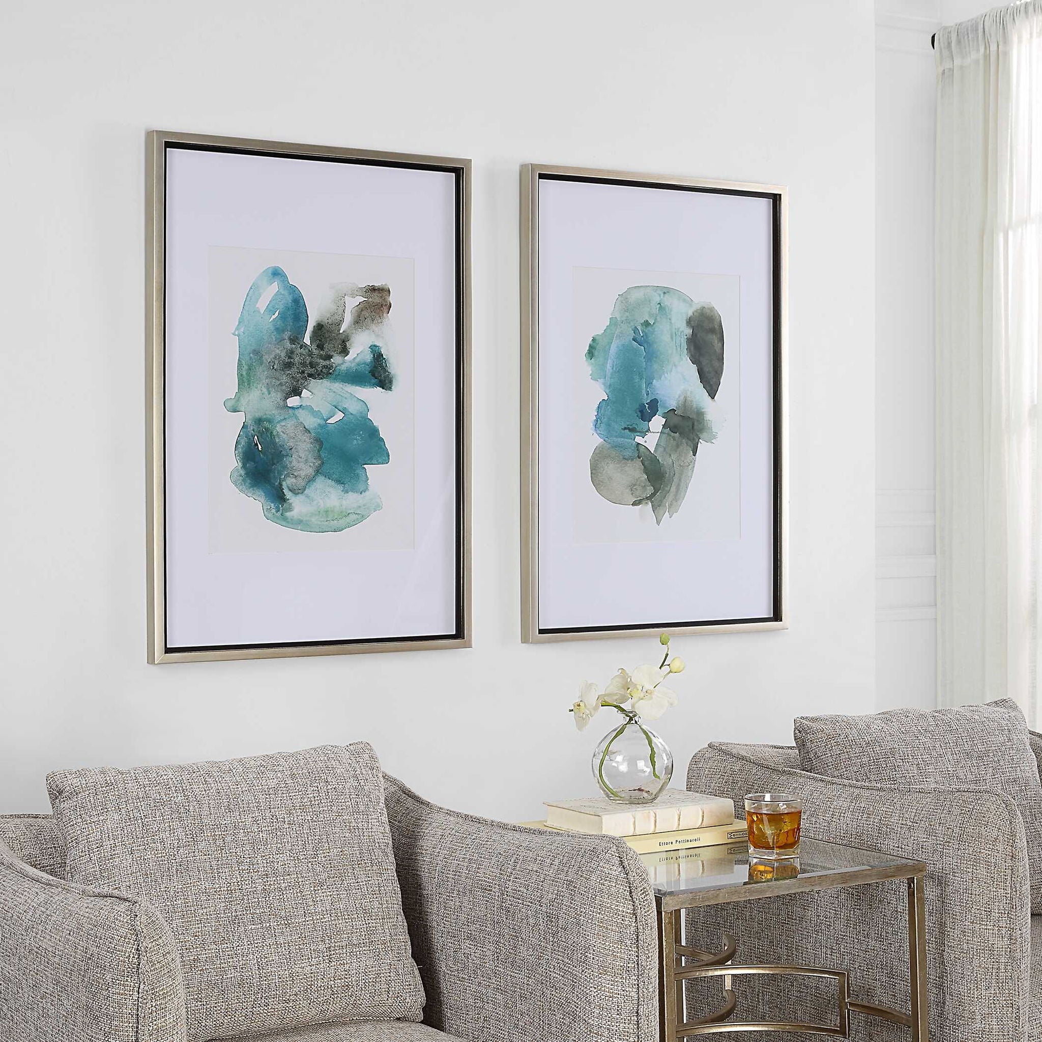 Blueprints - Watercolor Prints (Set of 2) - Light Blue