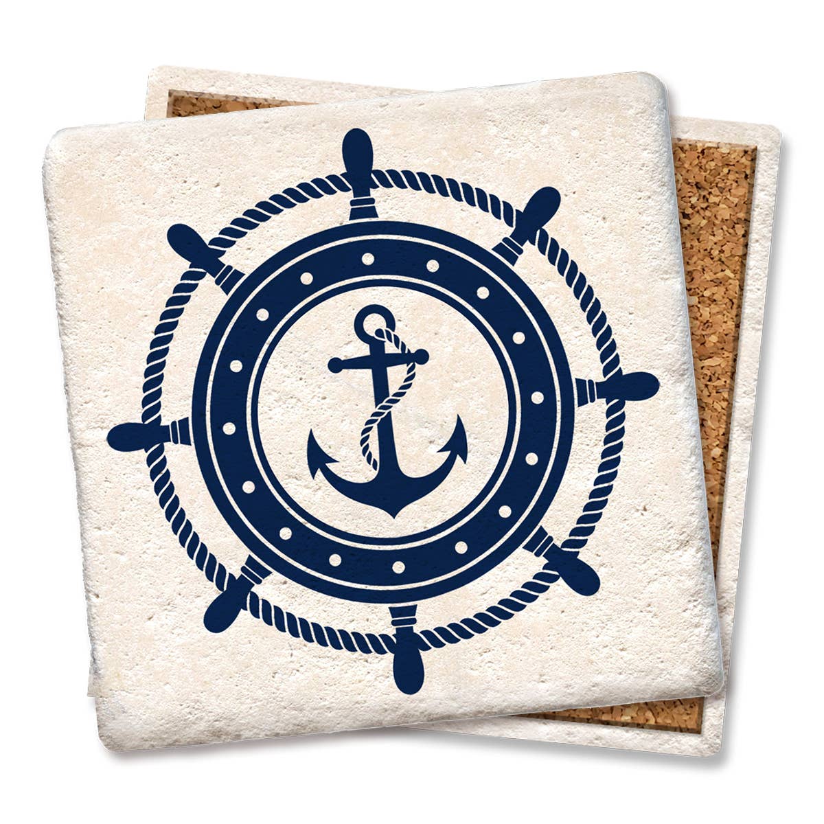 Coaster Nautical Steering Wheel With Anchor: Limestone