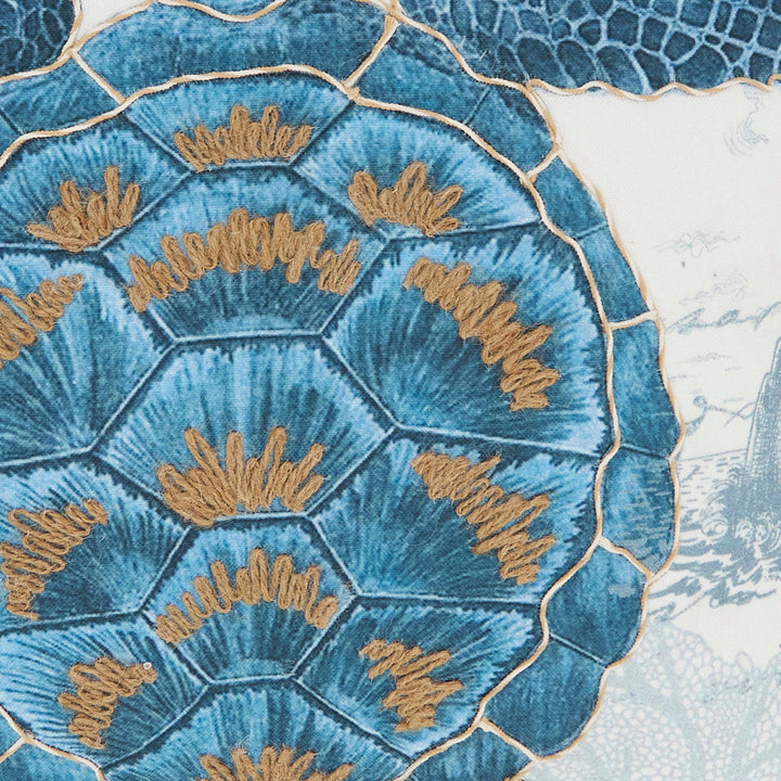 Coastal Outdoor Turtle Pillow: Navy Blue / Poly Filled / 18"