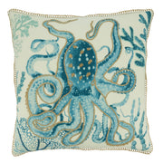 Octopus Throw Pillow: Aqua / Poly Filled / 20"