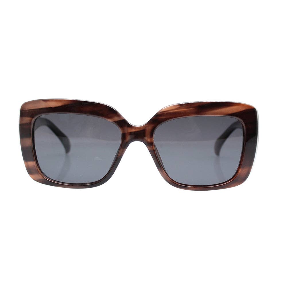 TESSA | Black | Brown Streaks | Polarized Sunglasses