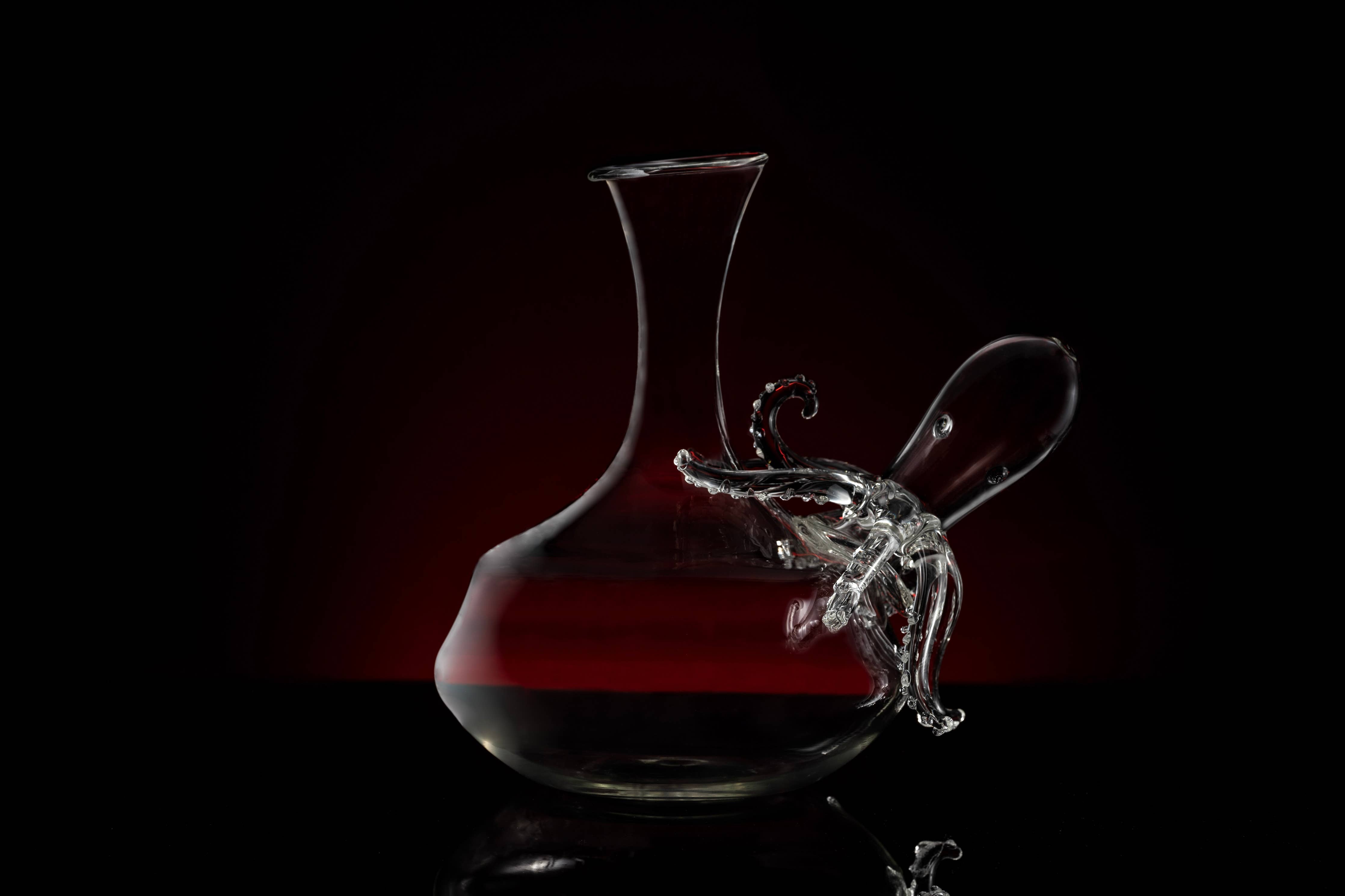 Octopus Tentacle Glass Decanter Handcrafted Decorative