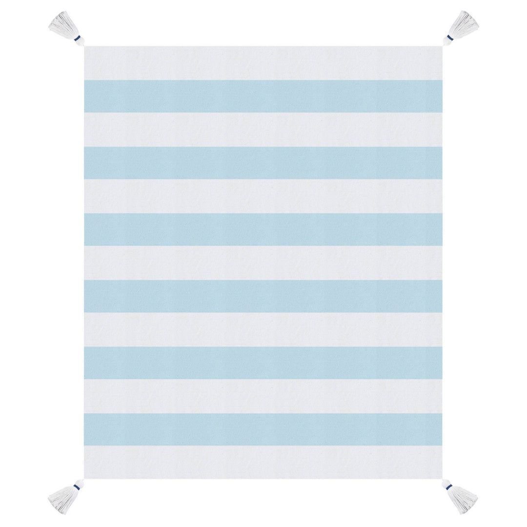 Cabana Striped Throw Blanket with Tassels: Navy Blue