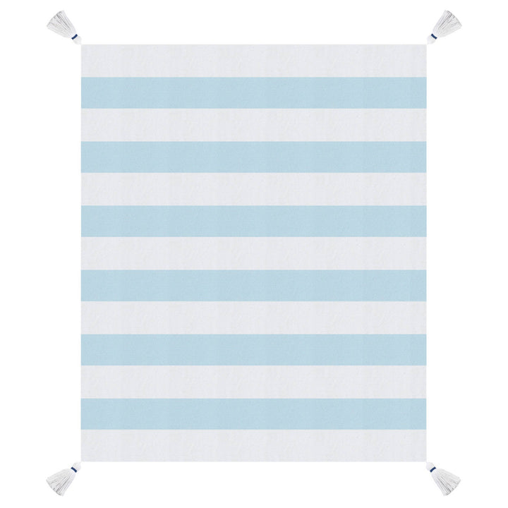 Cabana Striped Throw Blanket with Tassels: Navy Blue