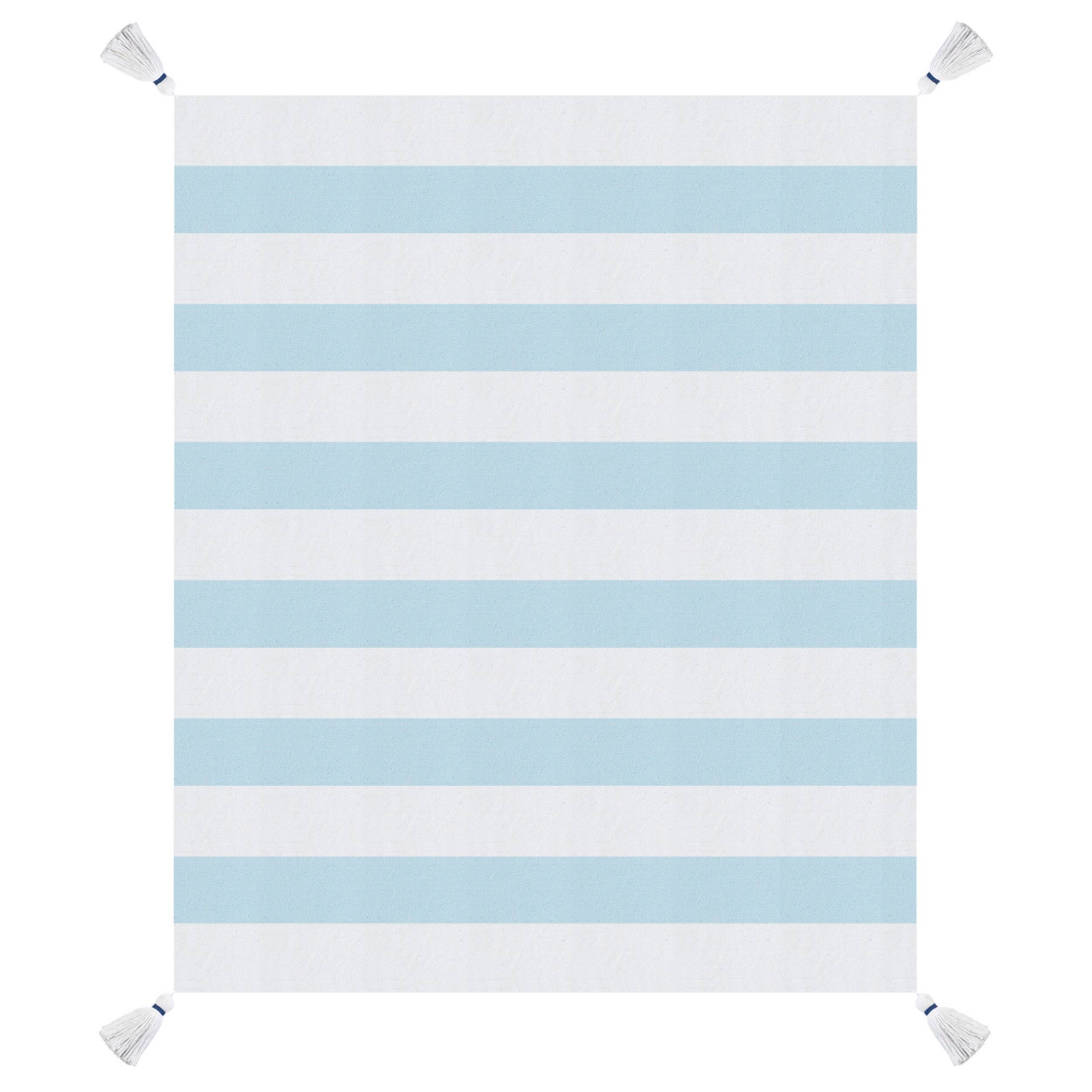 Cabana Striped Throw Blanket with Tassels: Light Gray