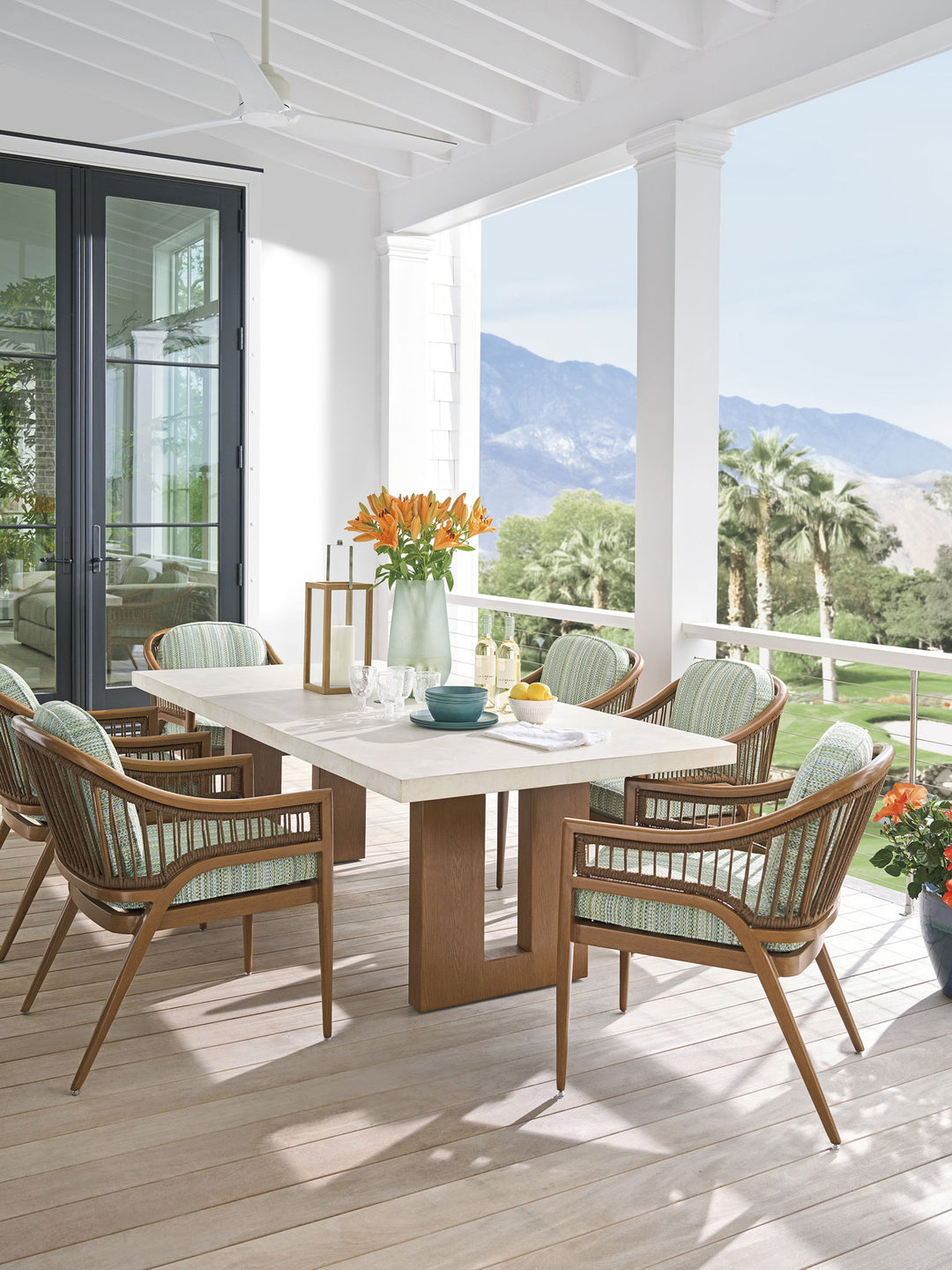 Palm Desert Poolside - Rectangular Dining Table - Dark Brown / White