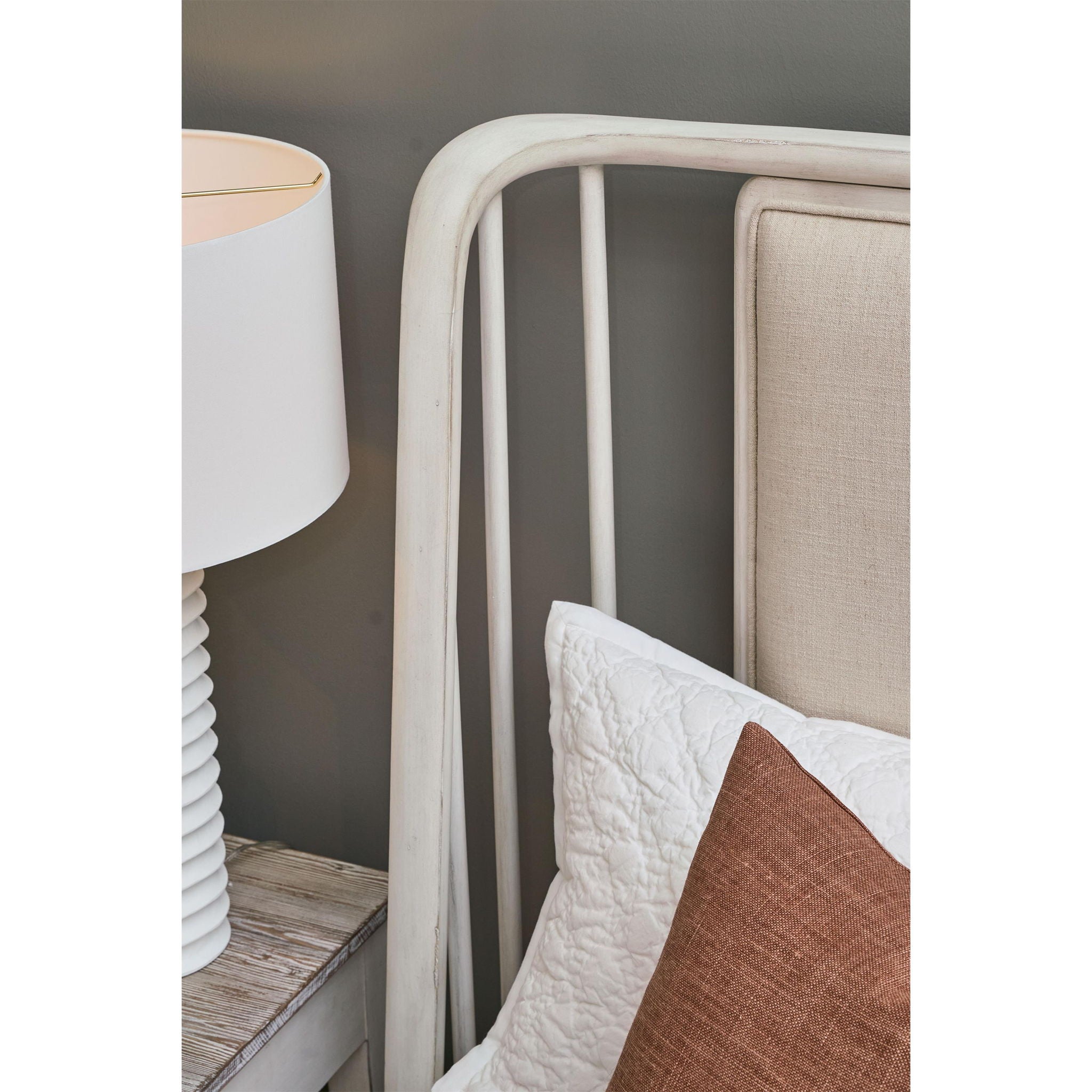 Maddox - Queen Upholstered Spindle Bed - White