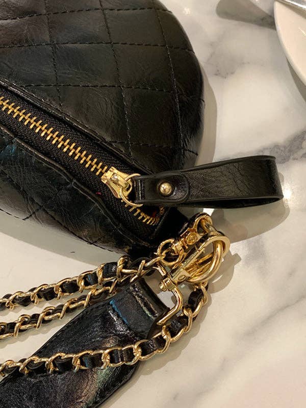 Cool Chic Chains Zipper Sling Bag: BLACK / FREE SIZE