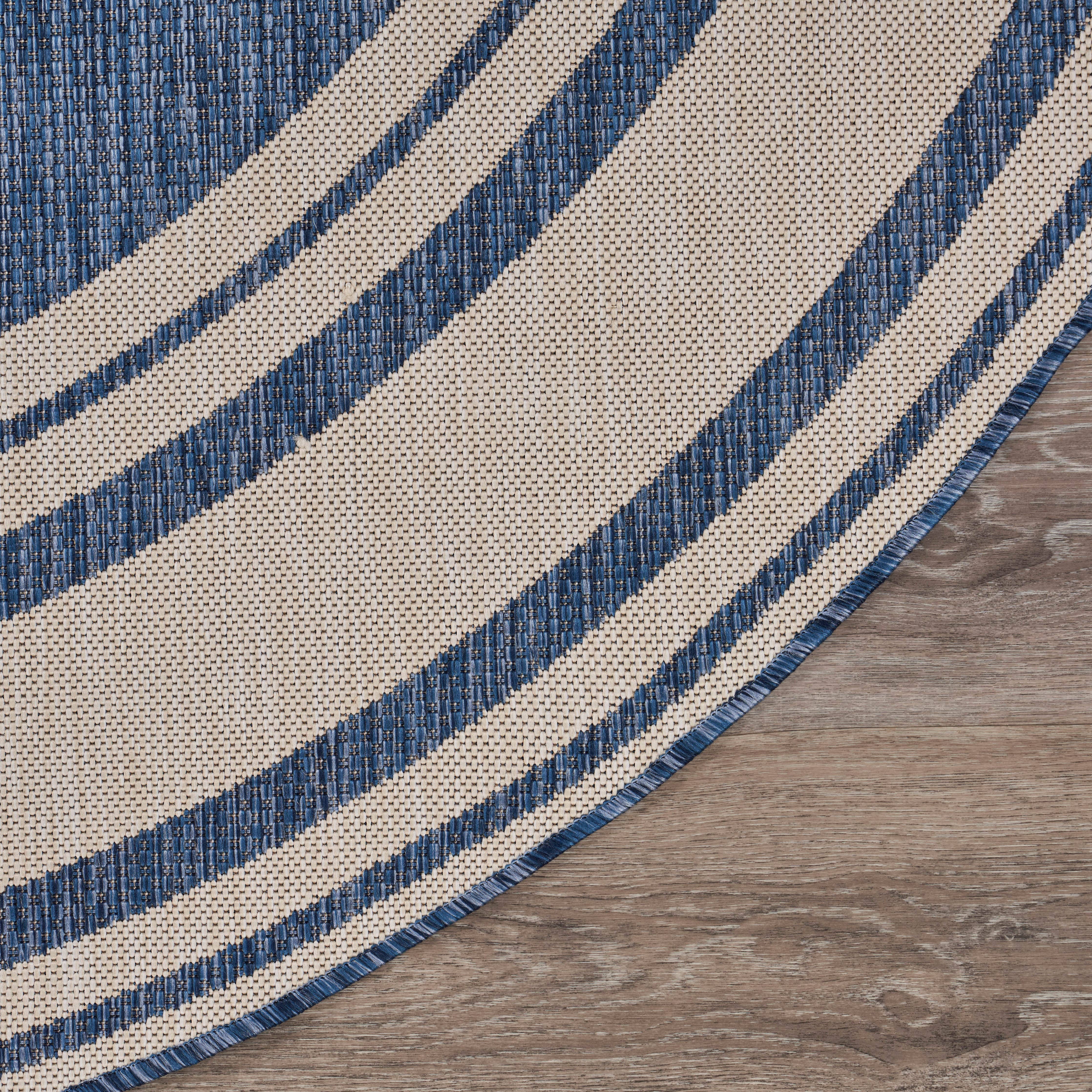 Samantha Navigate Navy Blue/White Indoor/Outdoor Area Rug: 7'6" x 9'5"